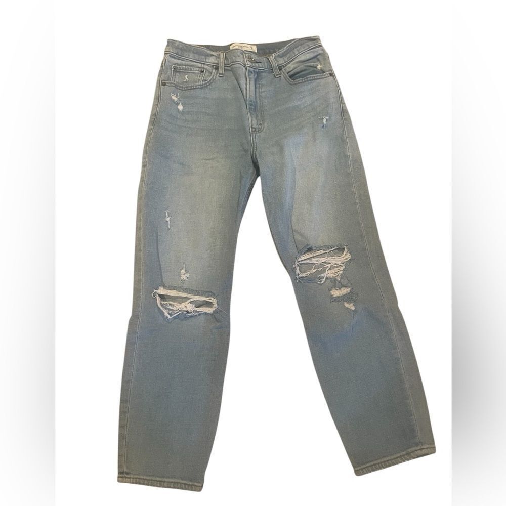 Abercrombie & Fitch The Mom High-Rise Distressed Jeans Medium Wash Size 28/6